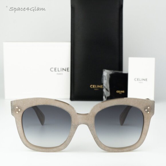 Celine Women Sunglasses Grey Silver Glitter Grey Grad Geometric CL4002UN 20B NEW - Picture 1 of 9